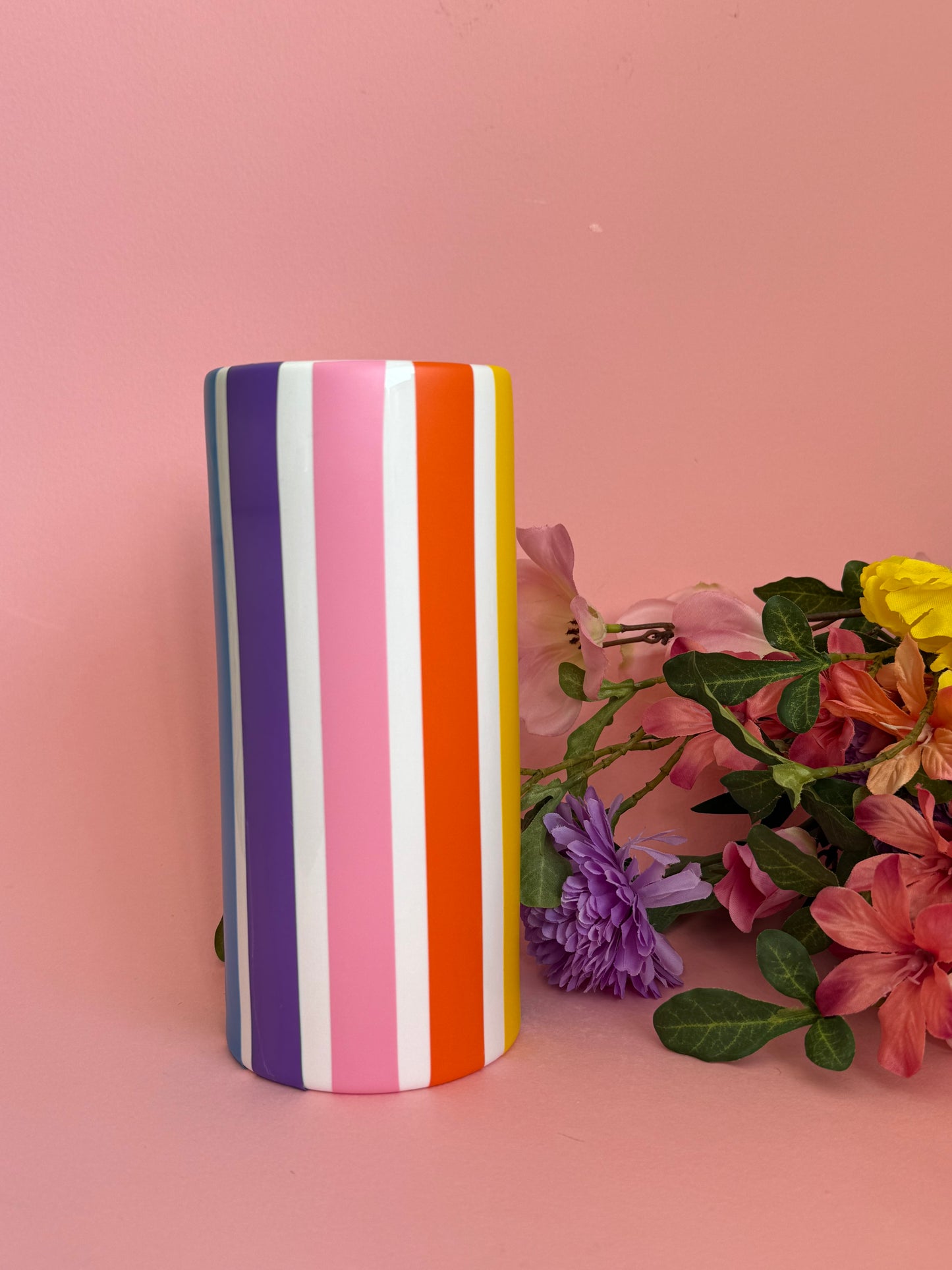 Seconds sale Rainbow Stripe Tall Ceramic Vase