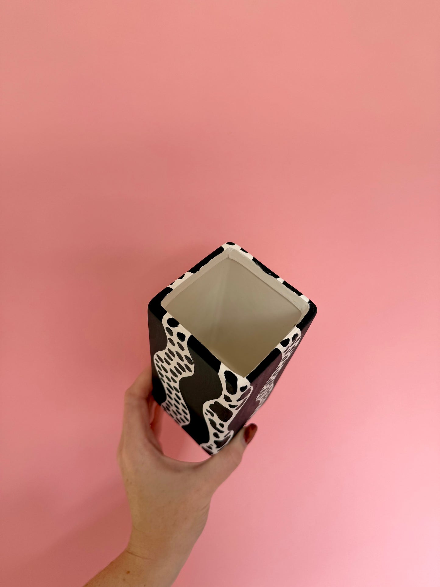 Monochrome Waves Ceramic Vase Cow Print Polka Dot Dalmatian