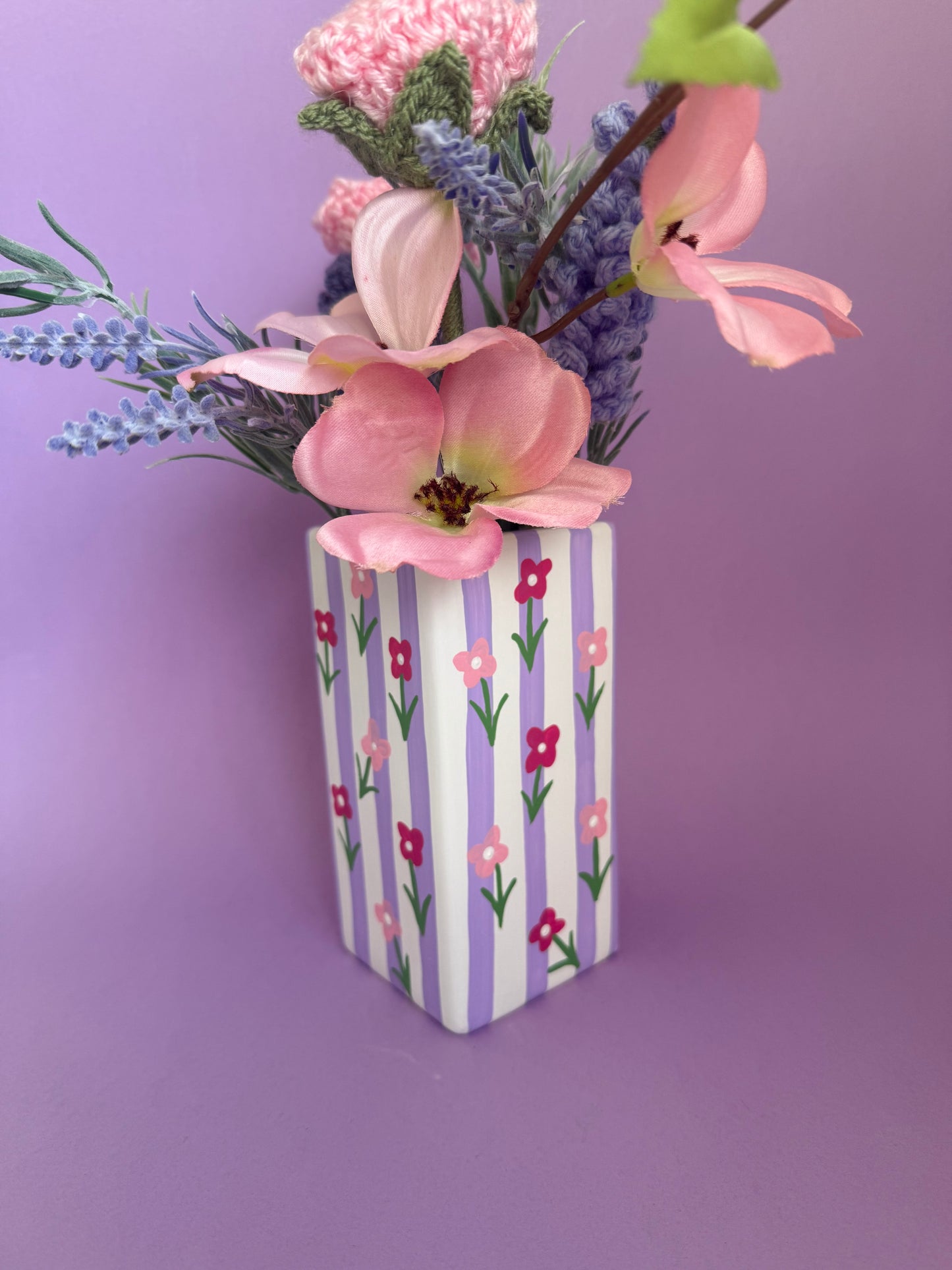 Lilac Ditsy Flower Ceramic Vase