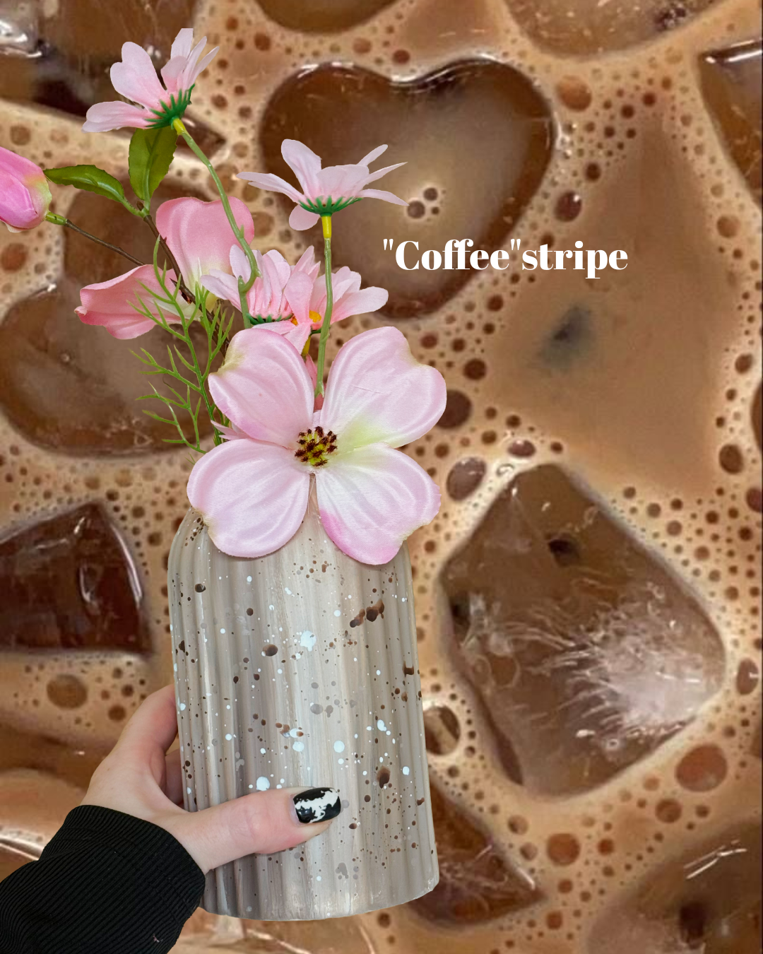 Coffee Stripe Ceramic Vase