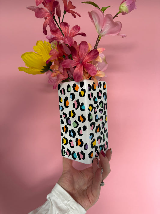 Rainbow Leopard Print Vase