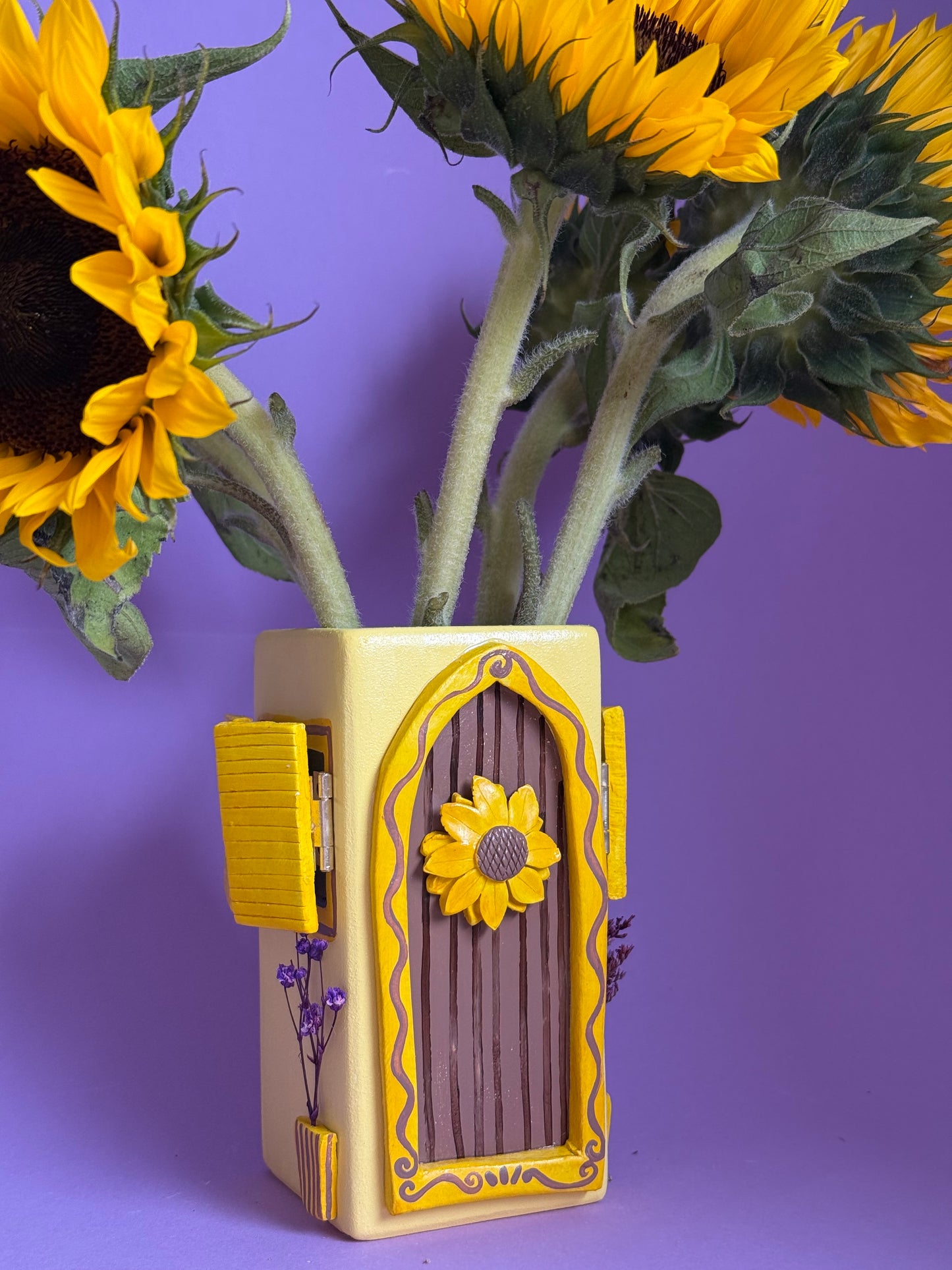 Sunflower House Interactive Ceramic Vase