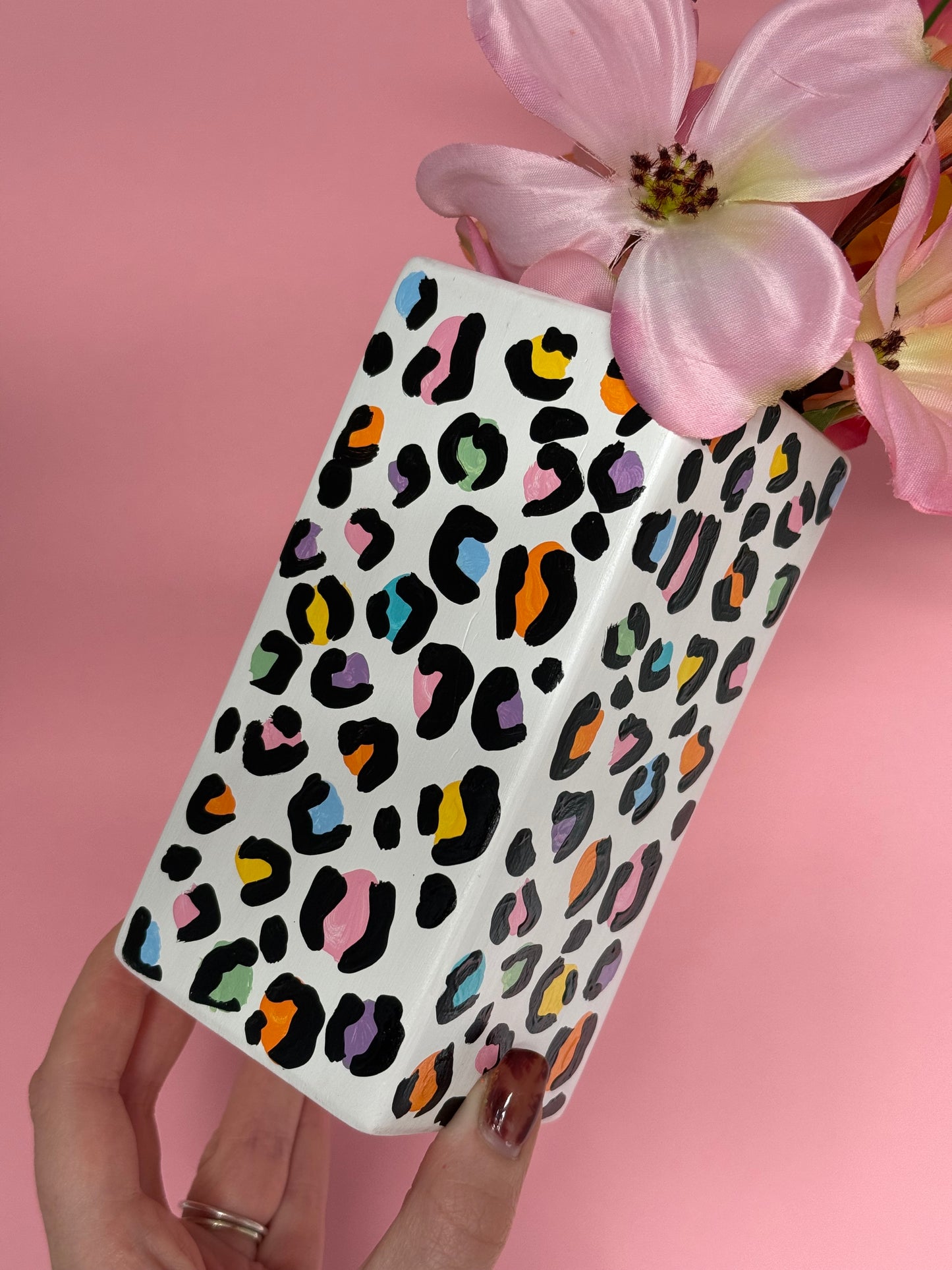 Rainbow Leopard Print Vase