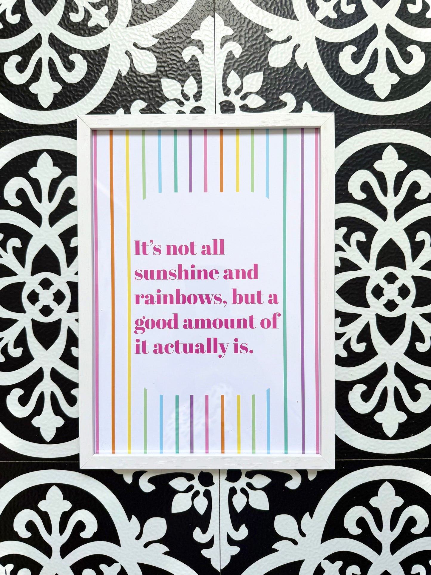 Sunshine & Rainbows Stripe Print Positivity Wall Art A4 Unframed