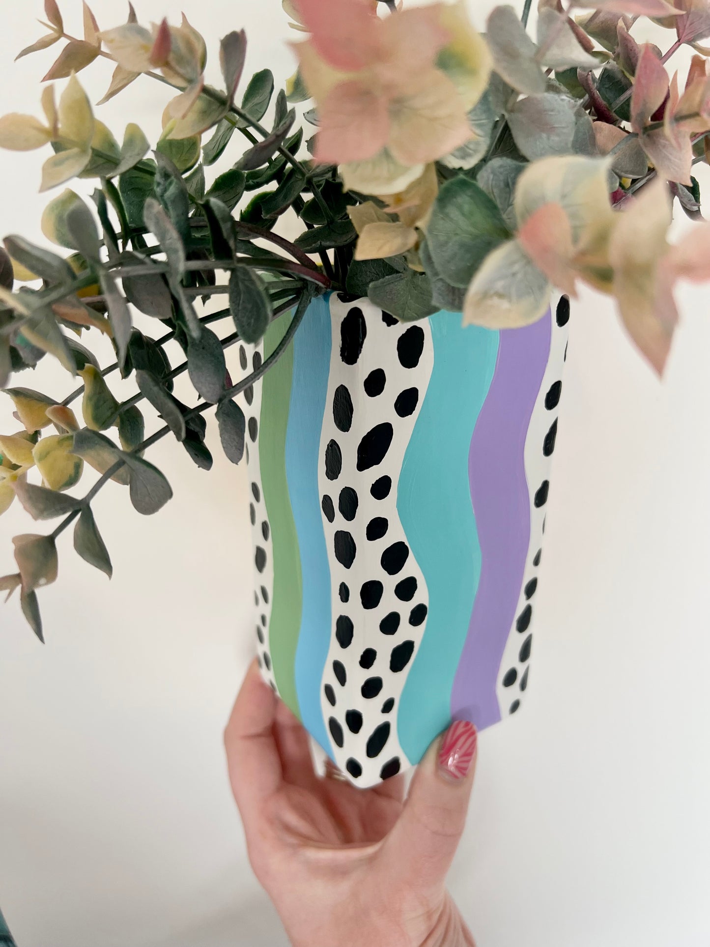 Rainbow Dalmation Wavy Vase