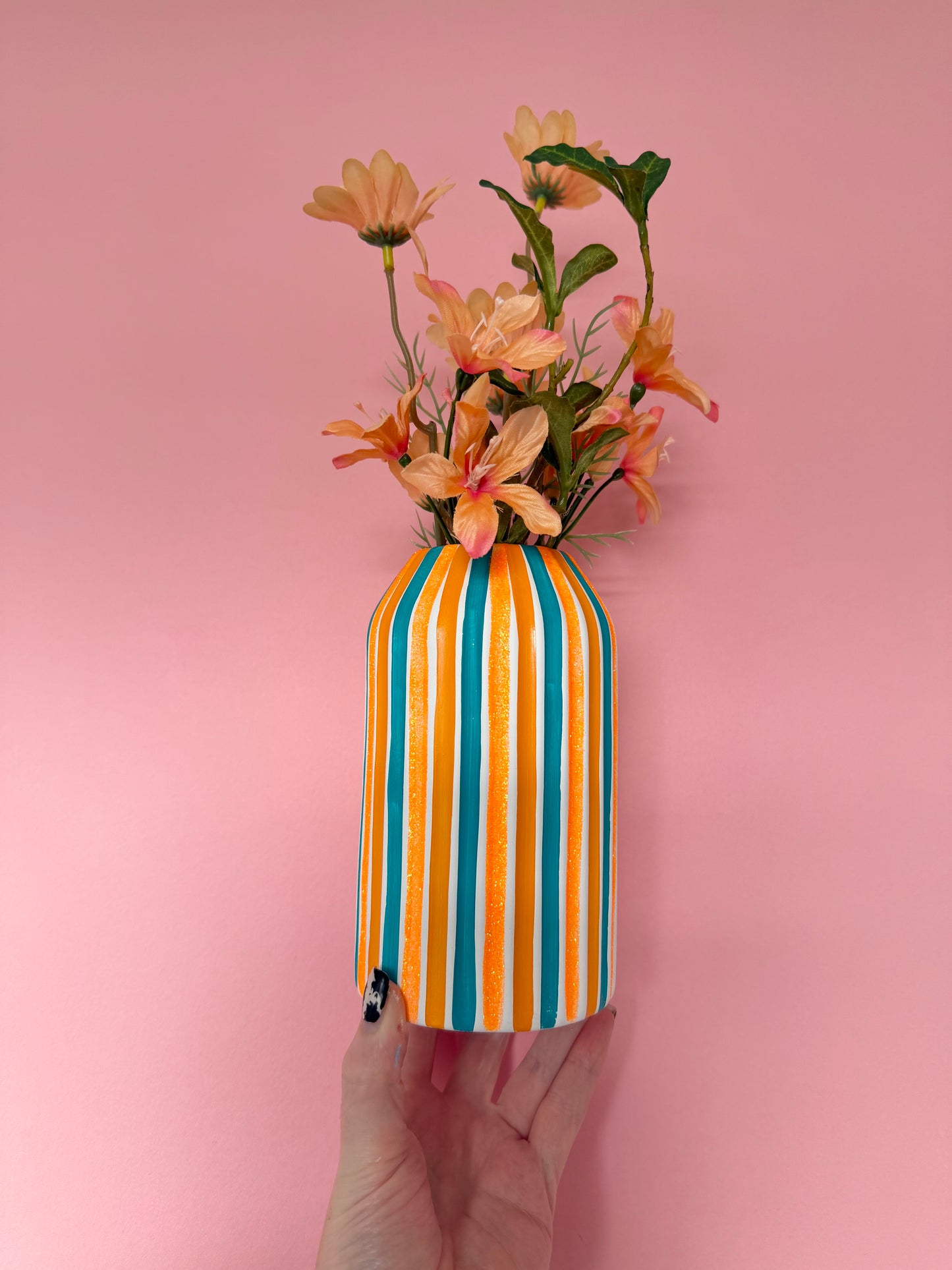 “Showgirl” Stripe Ceramic Vase