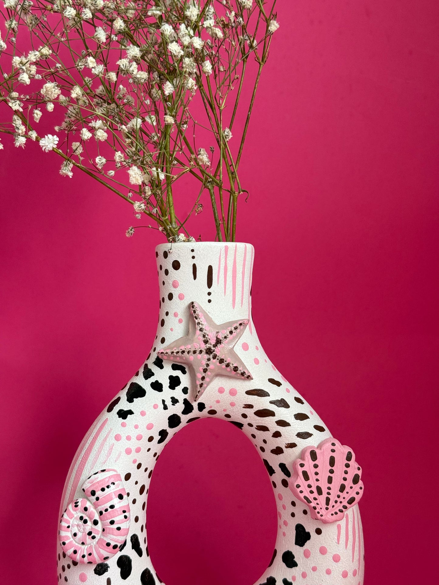 Original Pink & Brown Shell Vase
