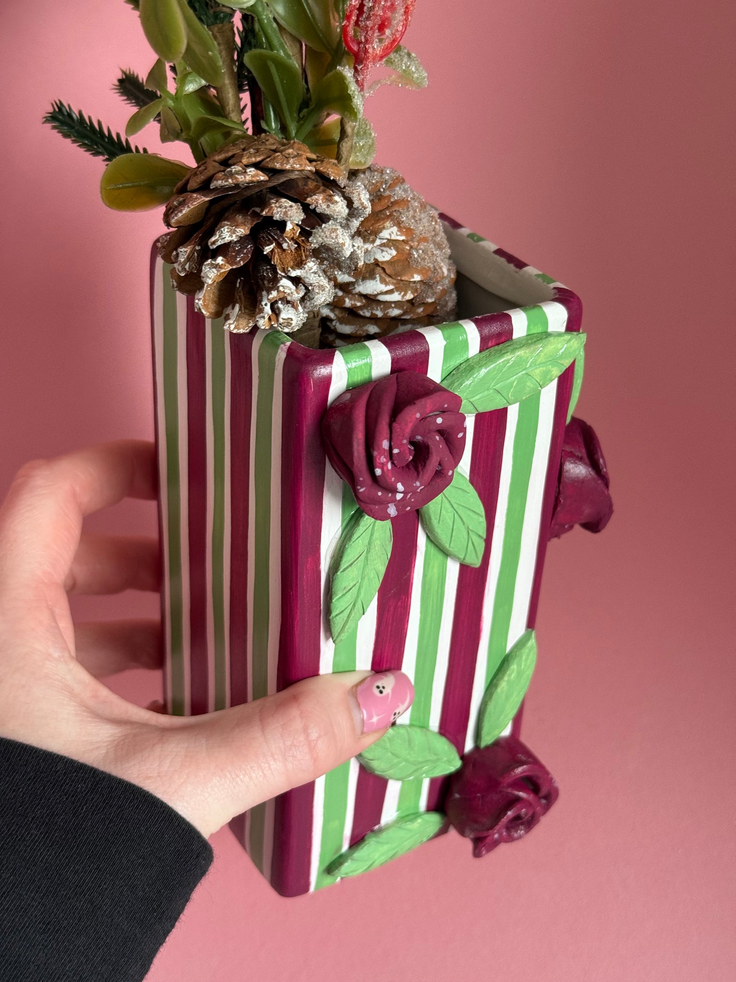 Midnight Rose Ceramic Vase