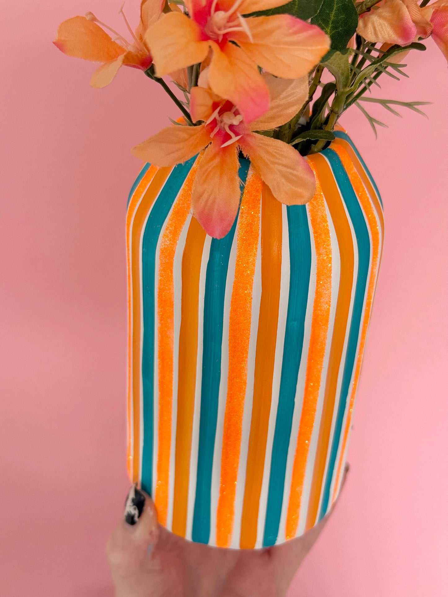 “Showgirl” Stripe Ceramic Vase
