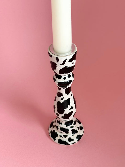 Cow Print Candlestick Holder