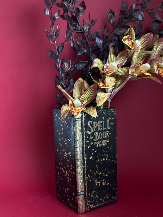 Spell Book Ceramic Vase Decoupage Witchy Fantasy