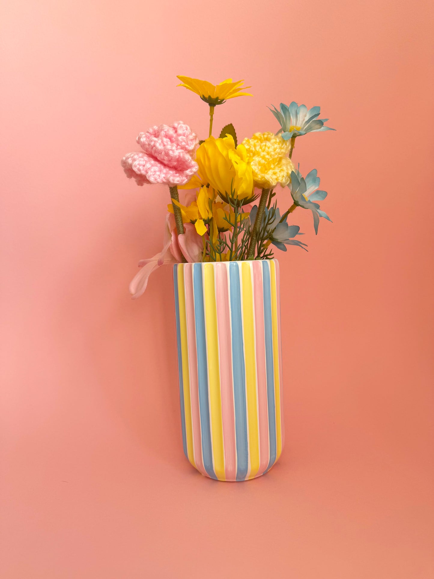 Marshmallow Stripe Ceramic Vase