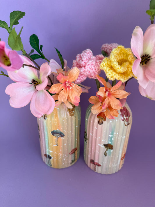 Toadstool Mushroom Ceramic Vase