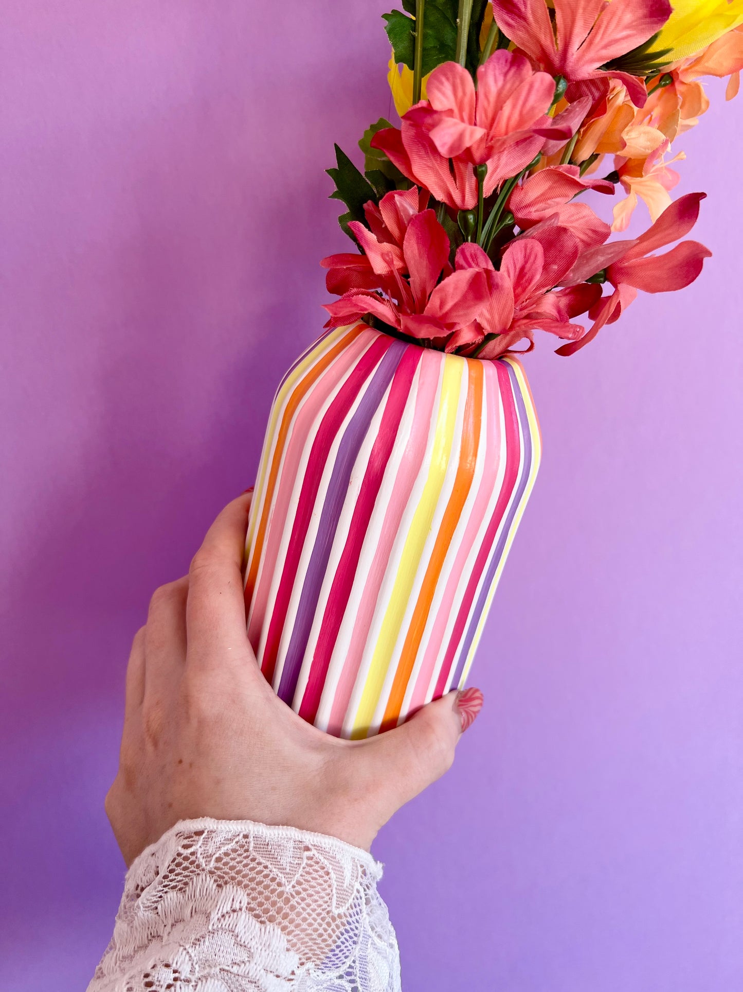 Summer Sunset Stripe Ceramic Vase