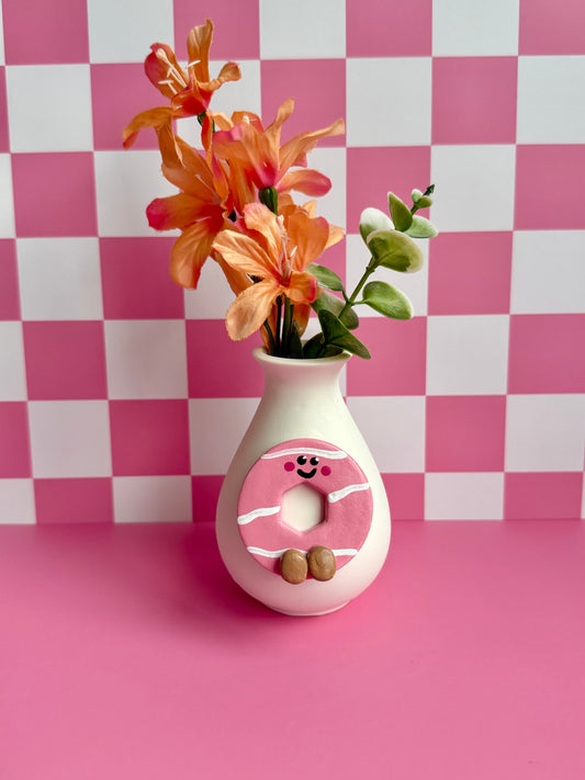 Pink Iced Ring Biscuit Bud Vase