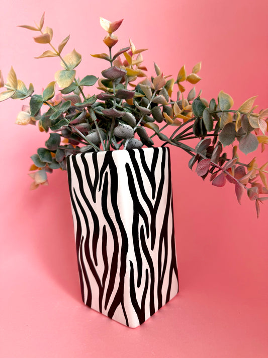 Zebra Print Ceramic Vase