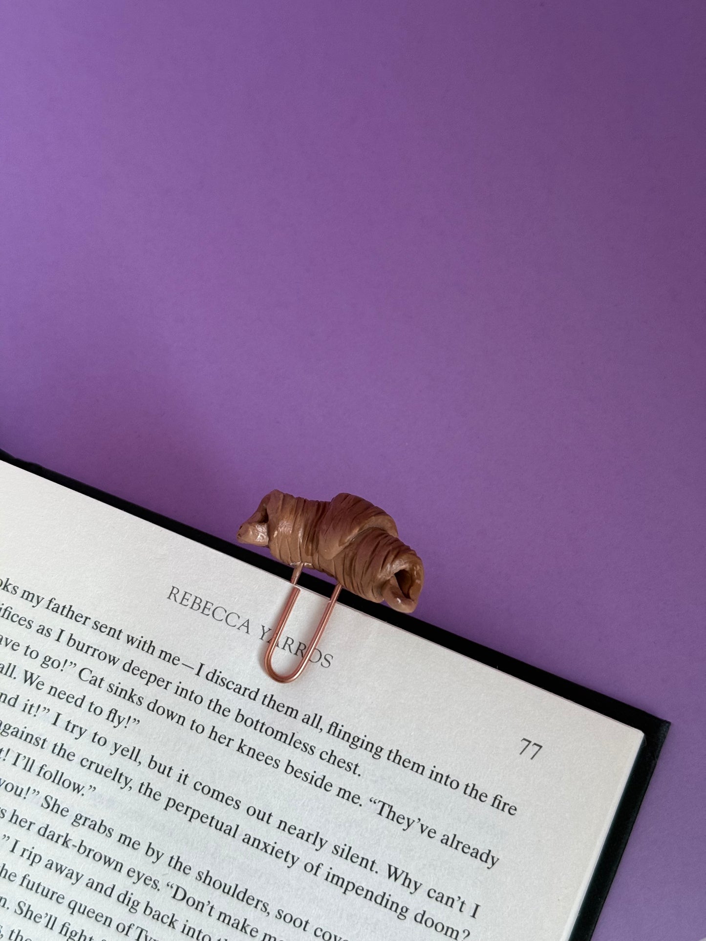 Handmade Croissant Clay Bookmark Paperclip Stationary