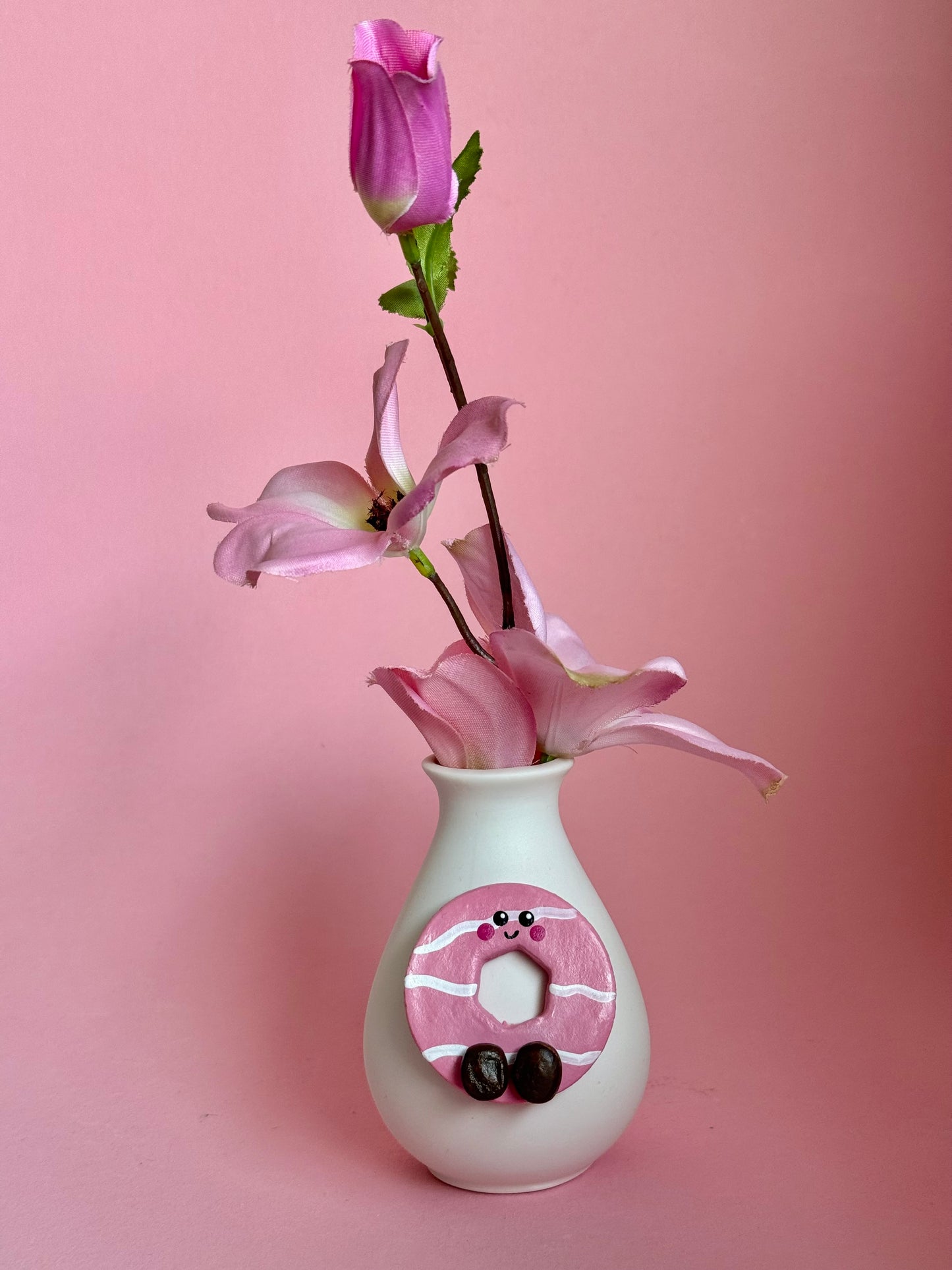 Pink Iced Ring Biscuit Bud Vase