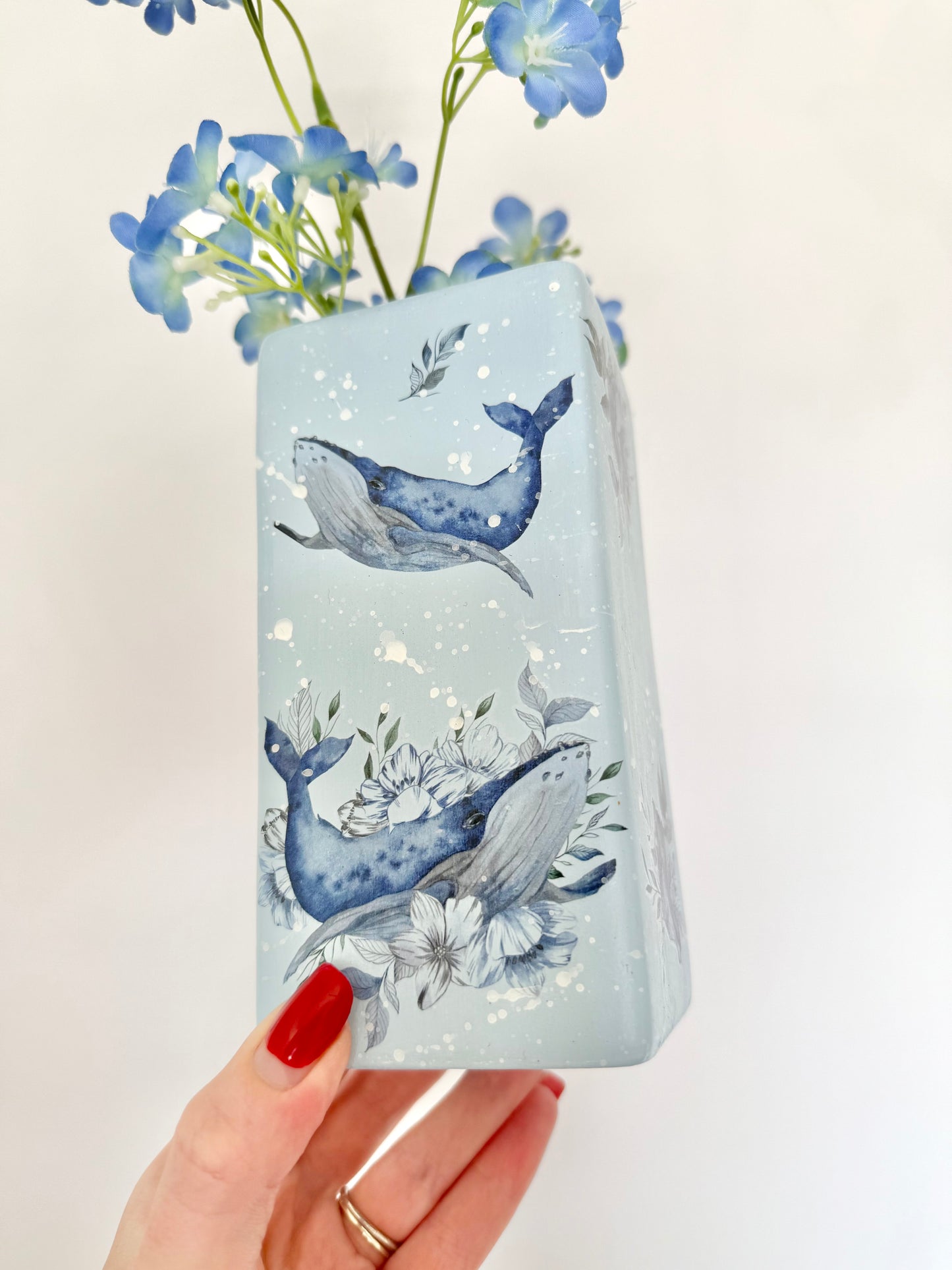 Humpback Whale Ceramic Vase Pastel Blue