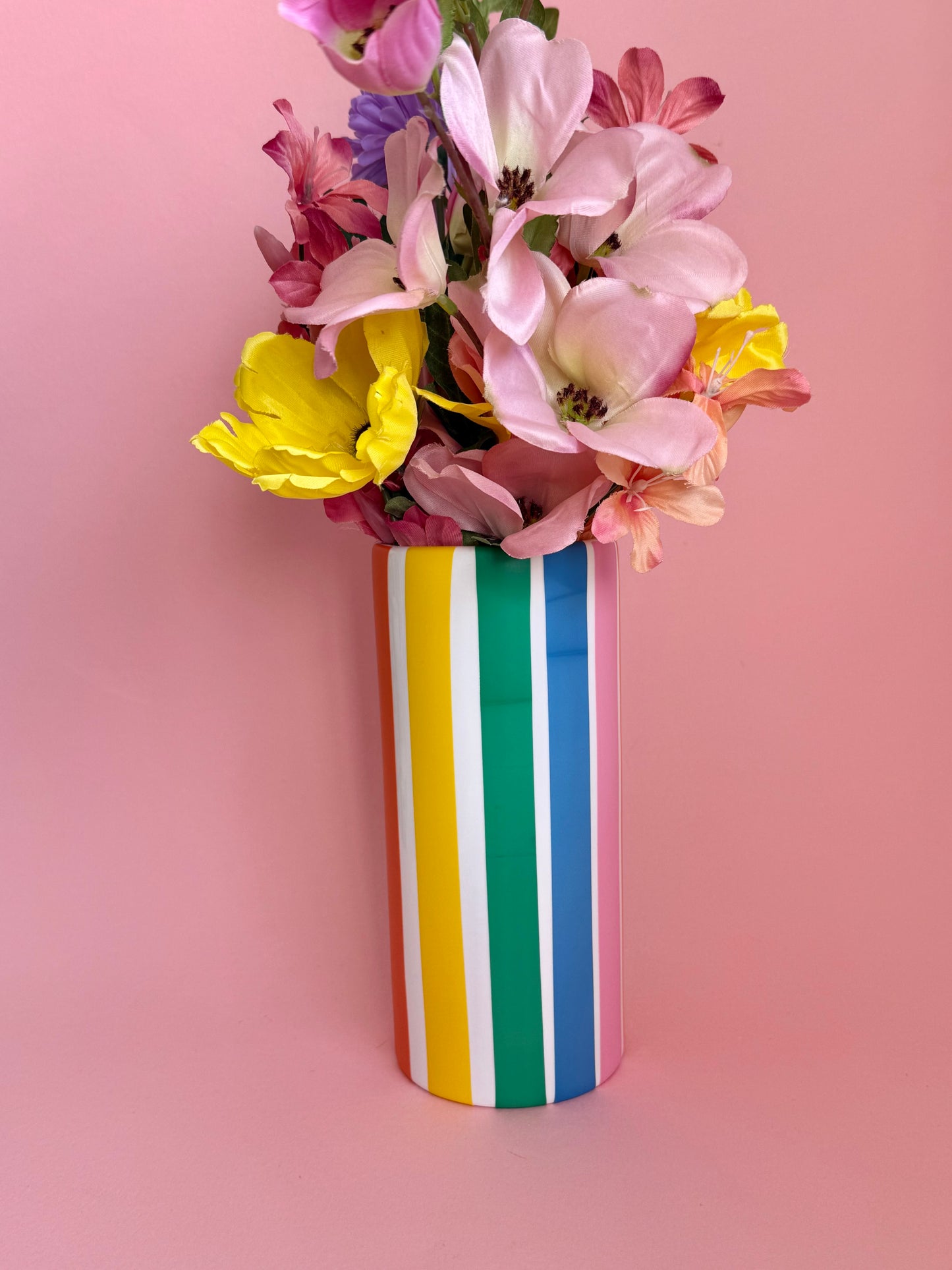 Seconds sale Rainbow Stripe Tall Ceramic Vase
