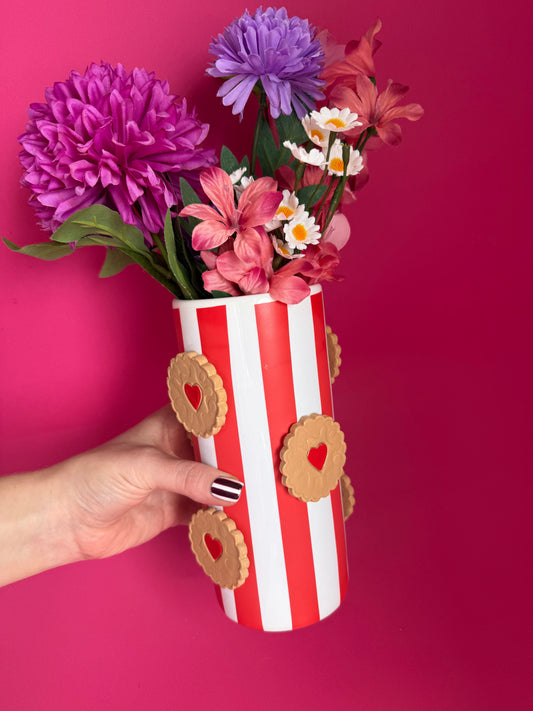 Jam Heart Stripe Ceramic Vase