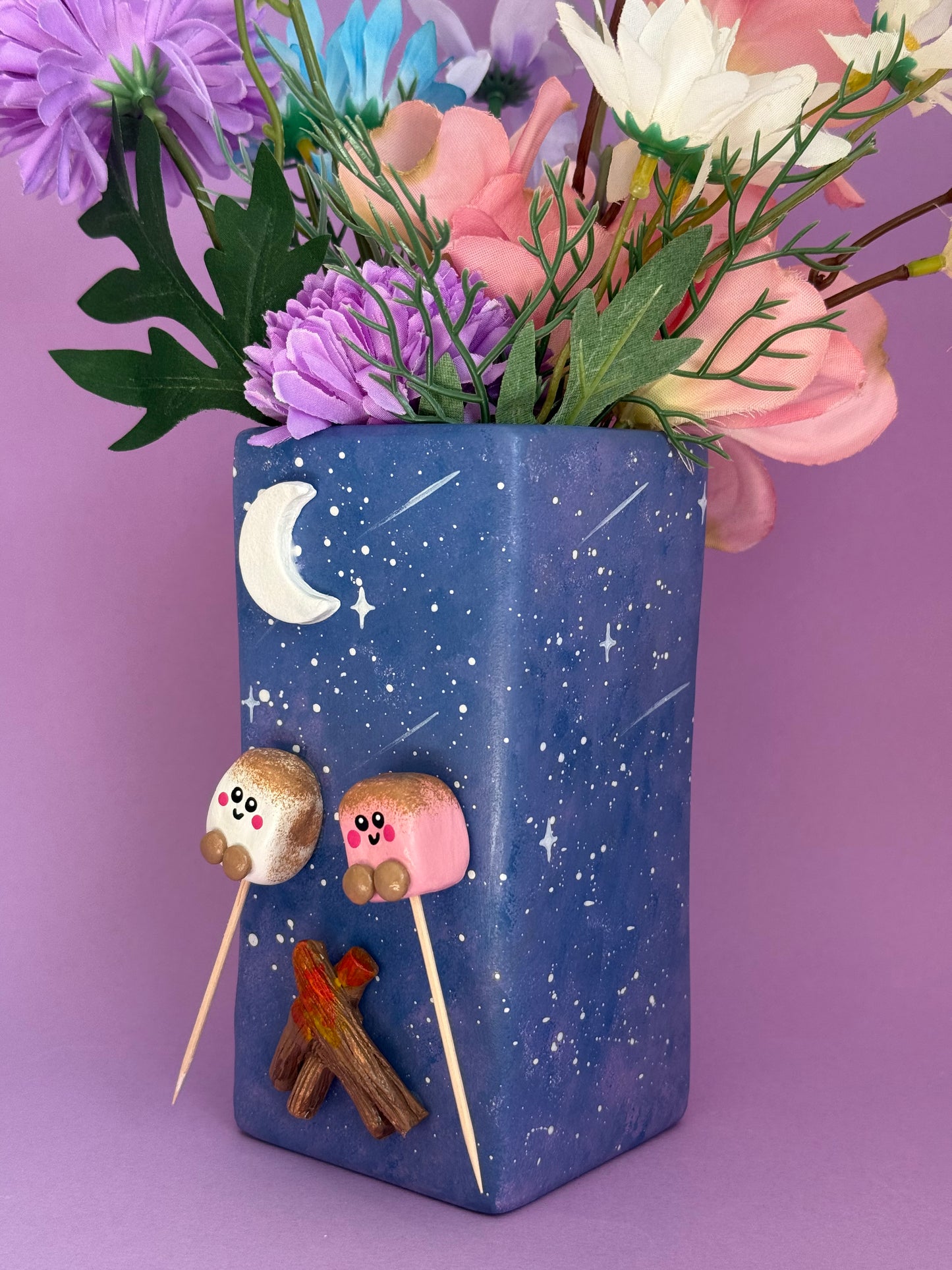 Toasted Marshmallows Starry Night Ceramic Vase