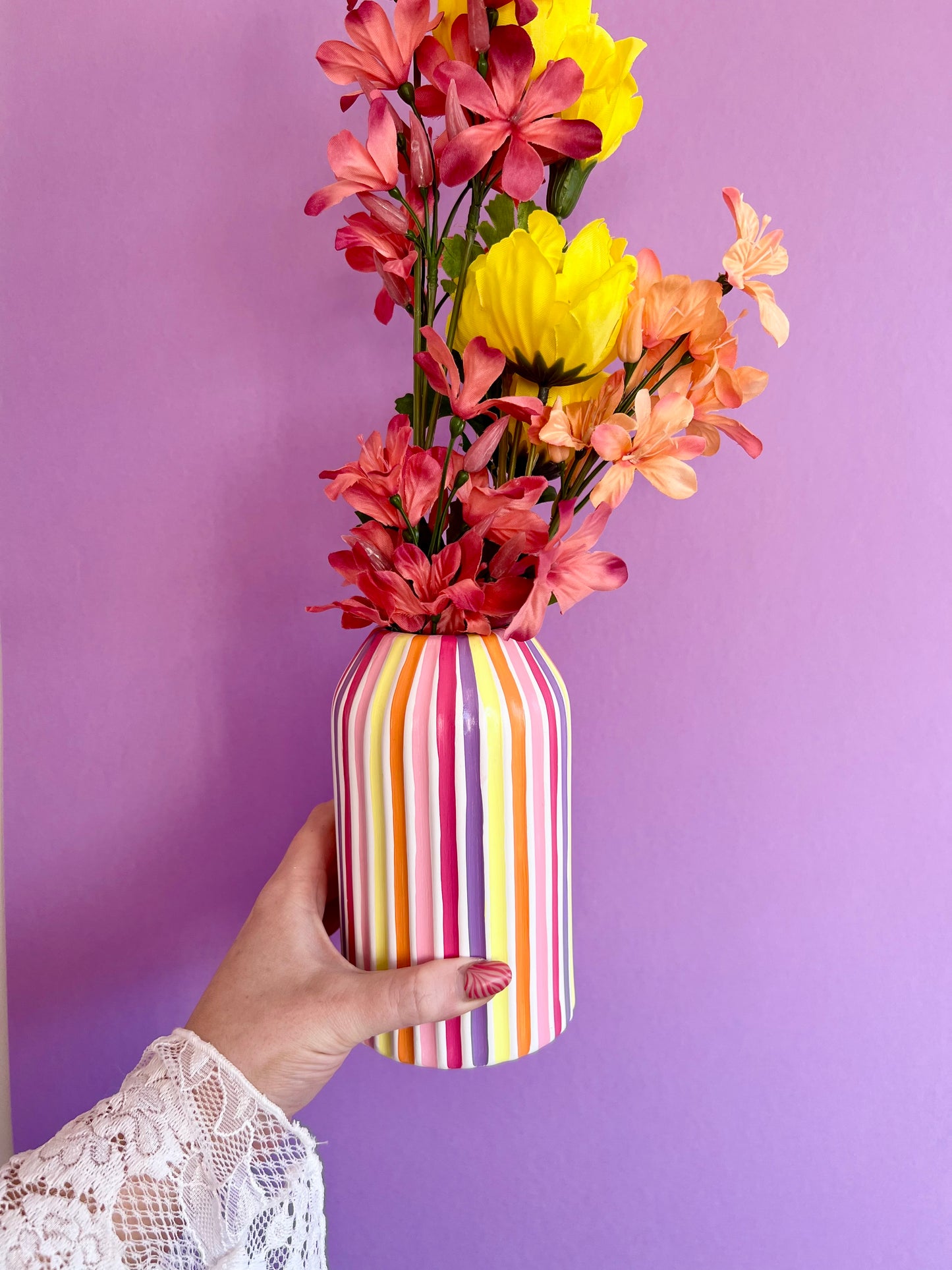 Summer Sunset Stripe Ceramic Vase