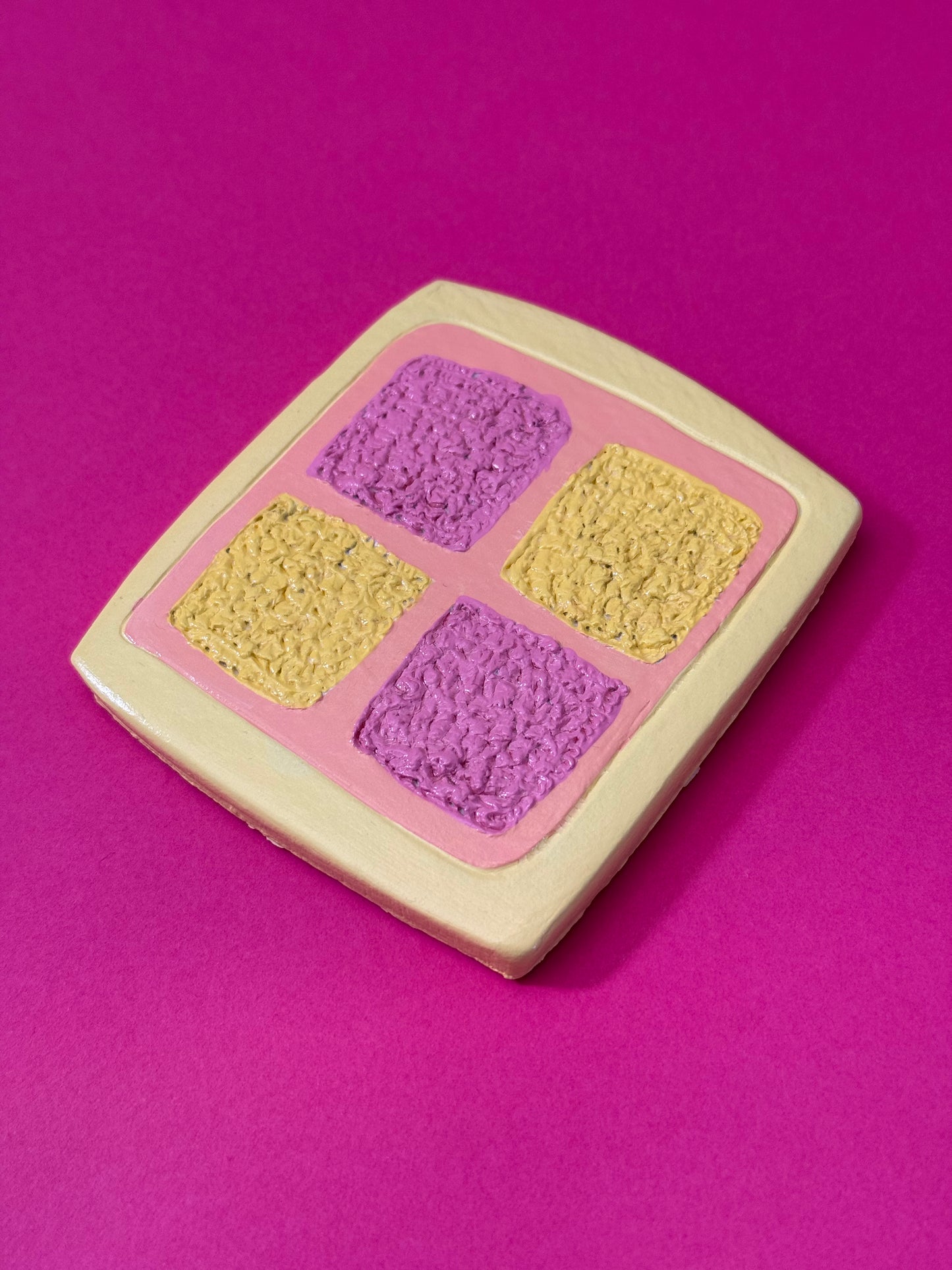 MADE TO ORDER Battenberg Coaster Clay Handmade