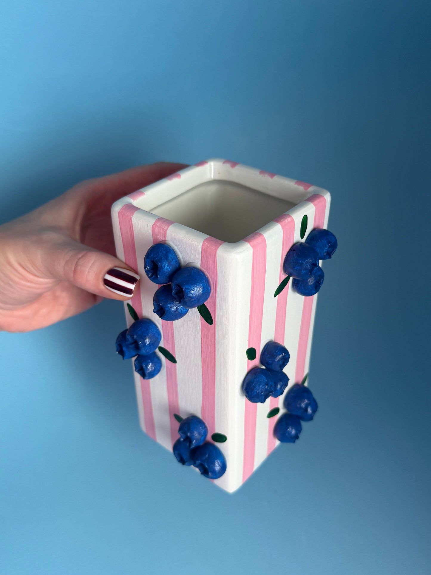 Pink Stripe Blueberry Vase
