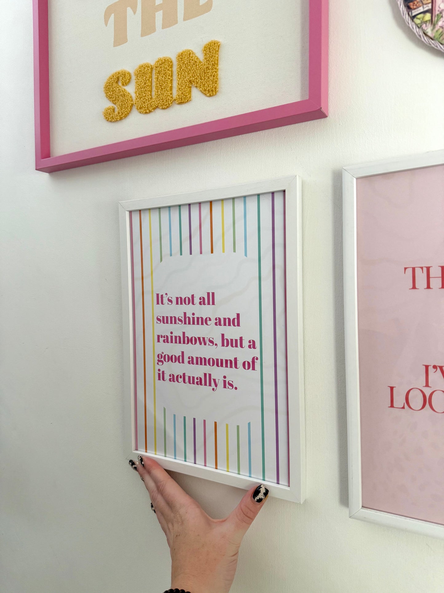 Sunshine & Rainbows Stripe Print Positivity Wall Art A4 Unframed