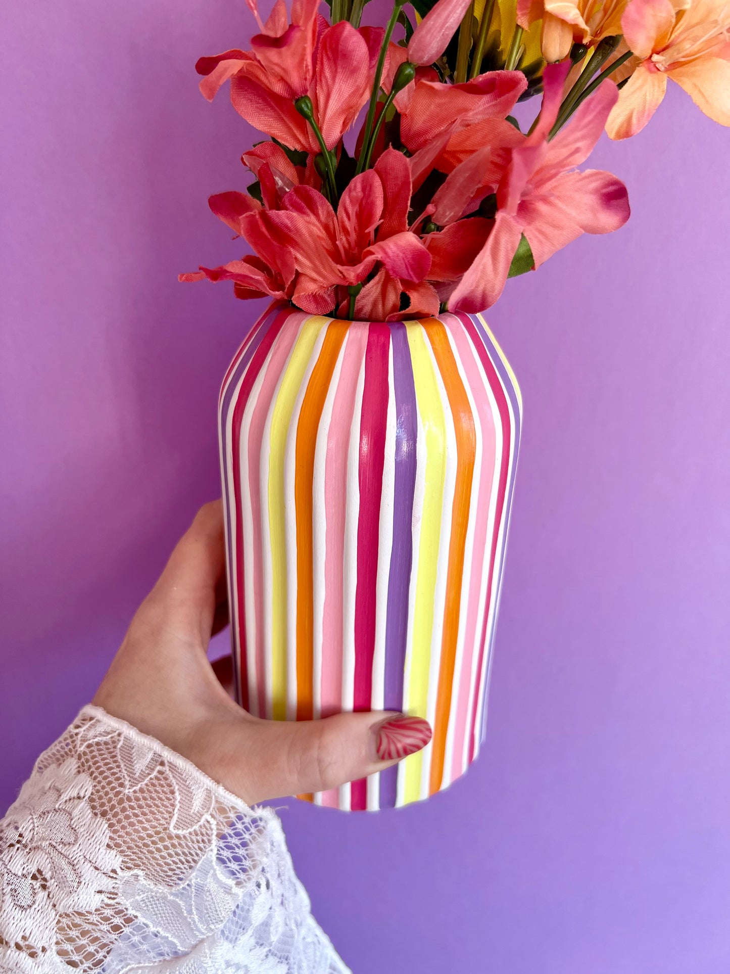 Summer Sunset Stripe Ceramic Vase