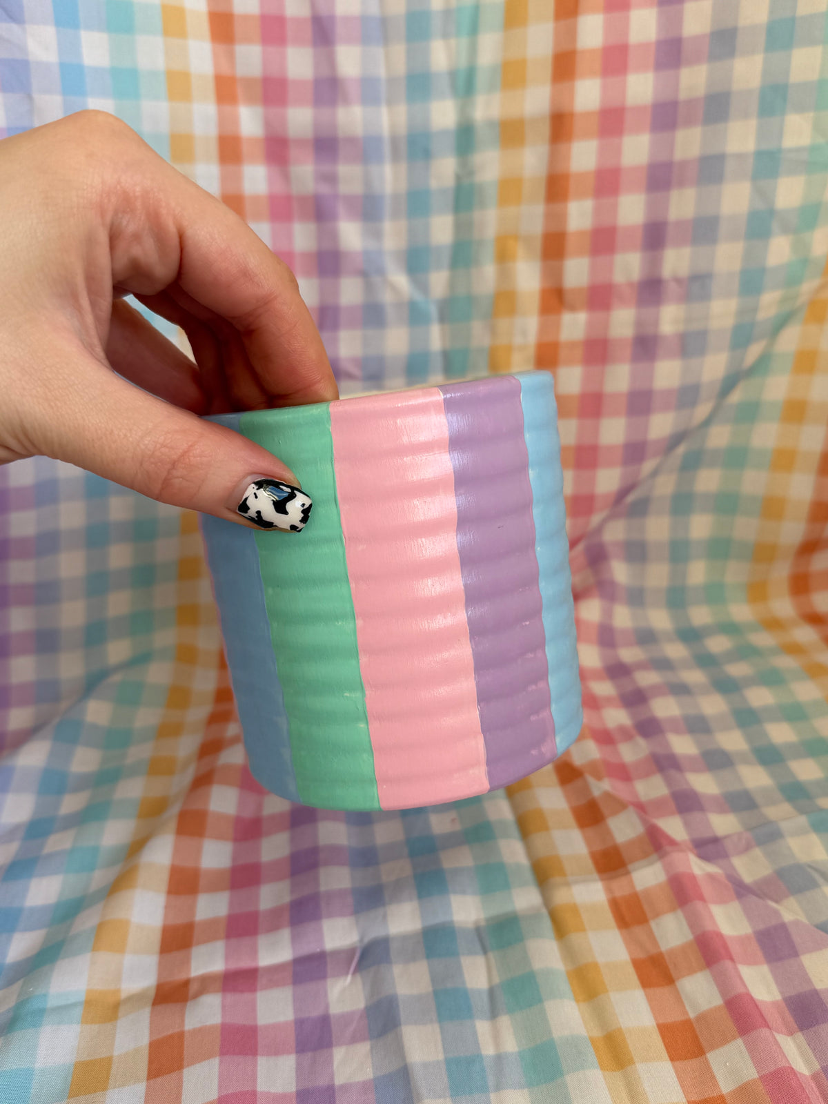 Pastel Cloud Stripe Plant Pot