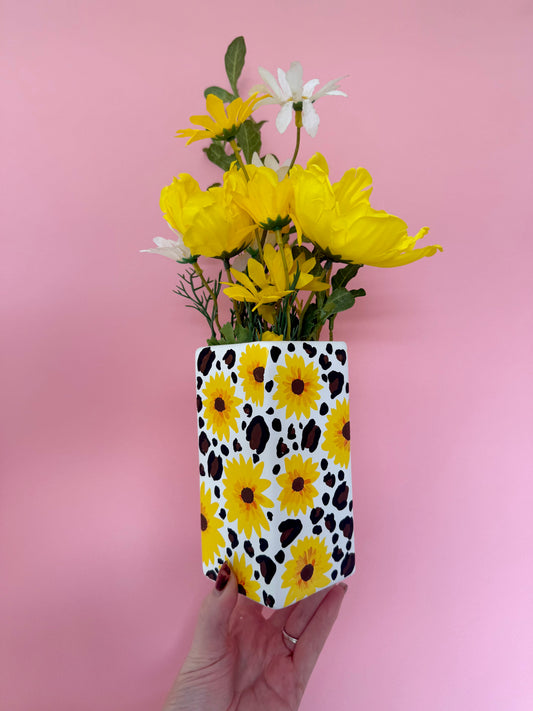 Sunflower Leopard Ceramic Vase