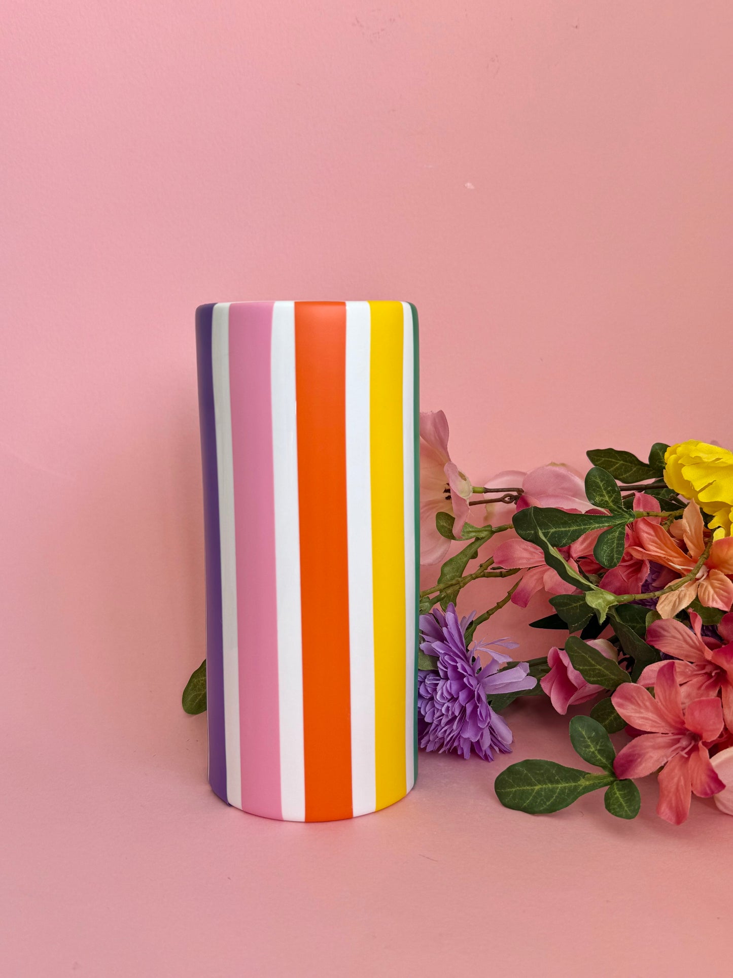 Seconds sale Rainbow Stripe Tall Ceramic Vase