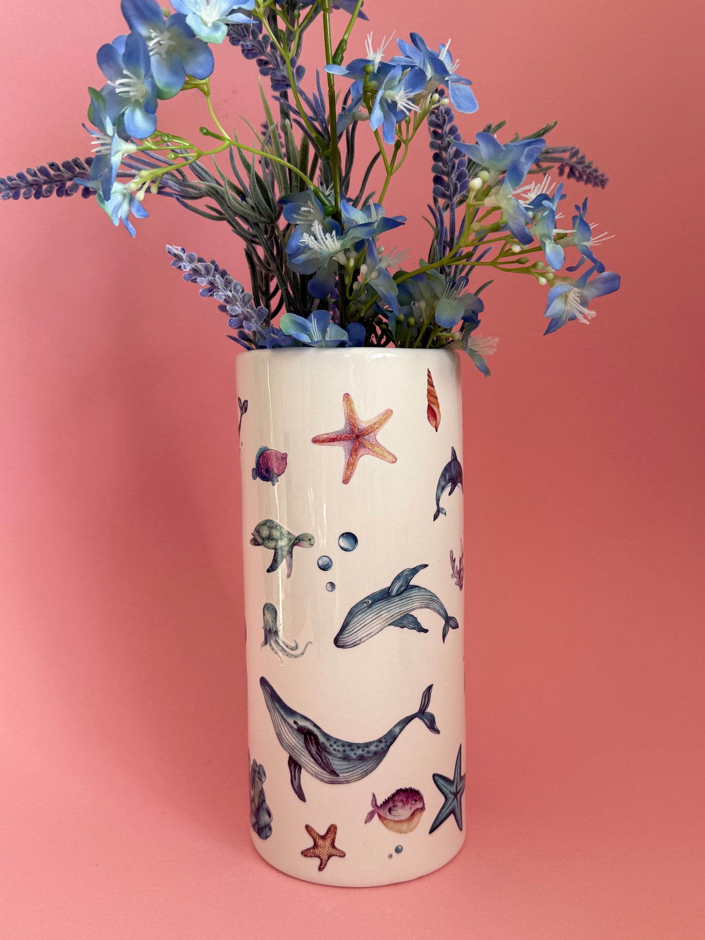 Sea Life Tall Ceramic Vase
