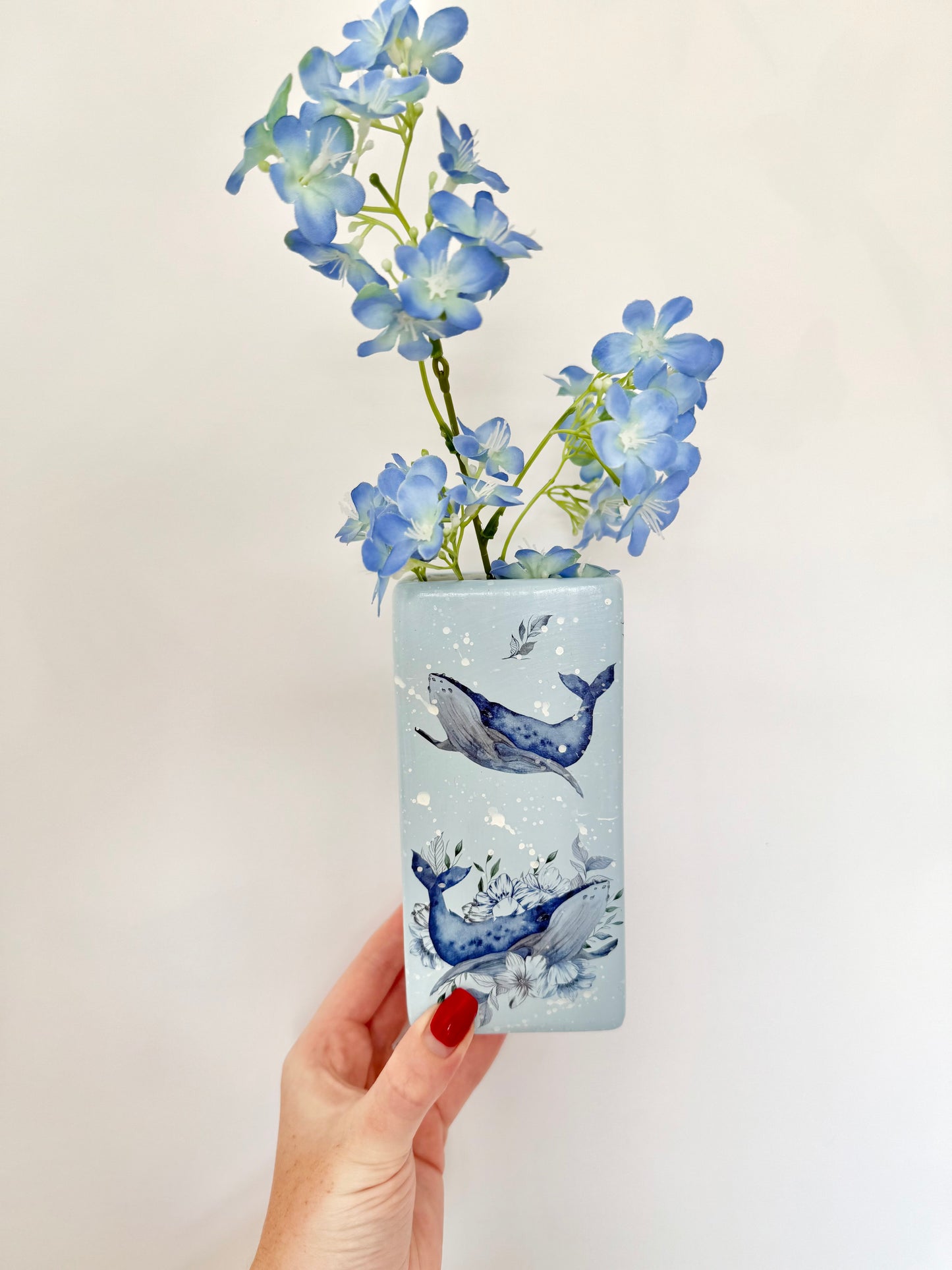 Humpback Whale Ceramic Vase Pastel Blue