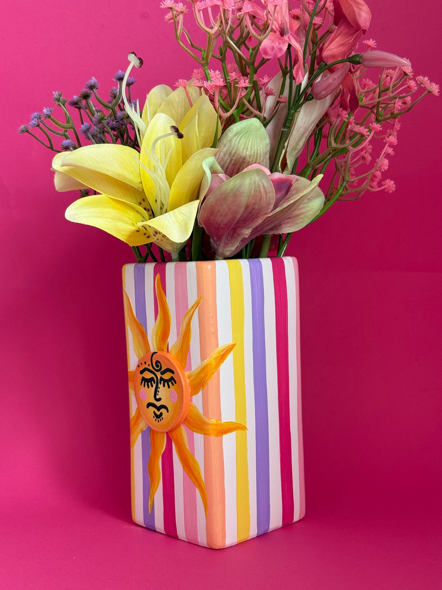 Sunset Sun Stripe Ceramic Vase