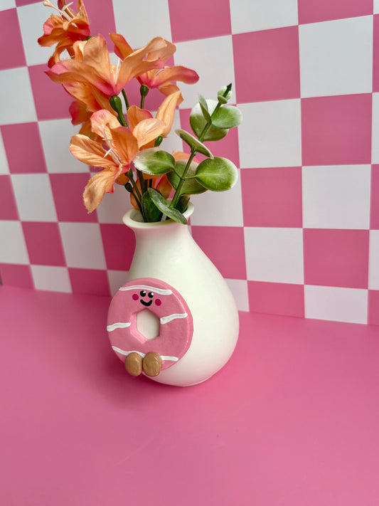 Pink Iced Ring Biscuit Bud Vase