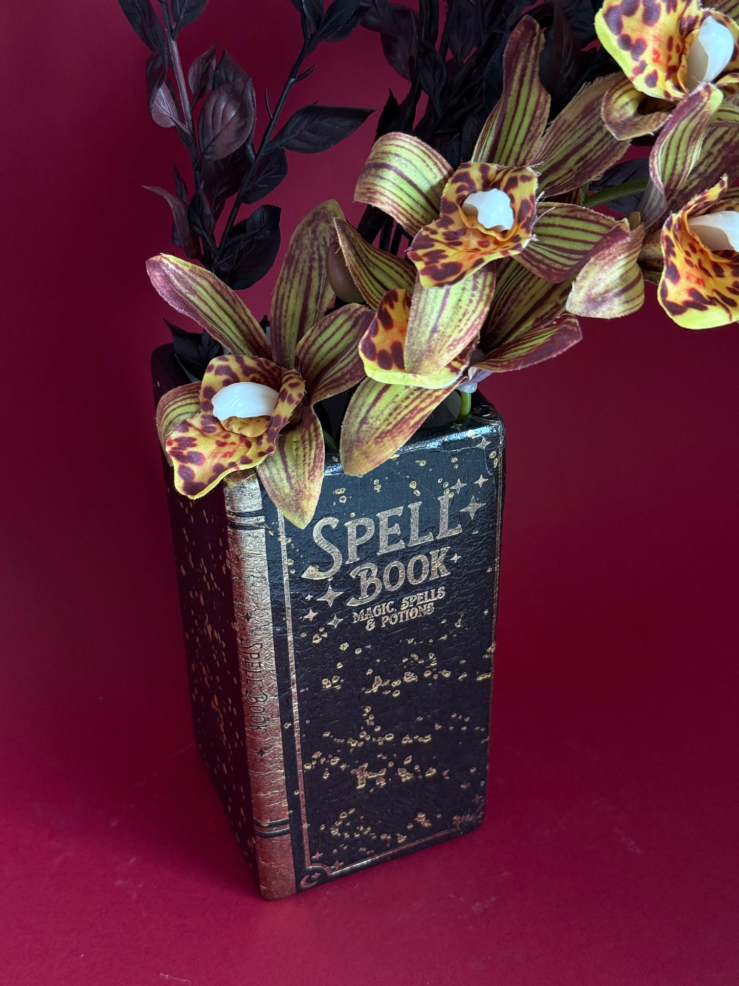 Spell Book Ceramic Vase Decoupage Witchy Fantasy