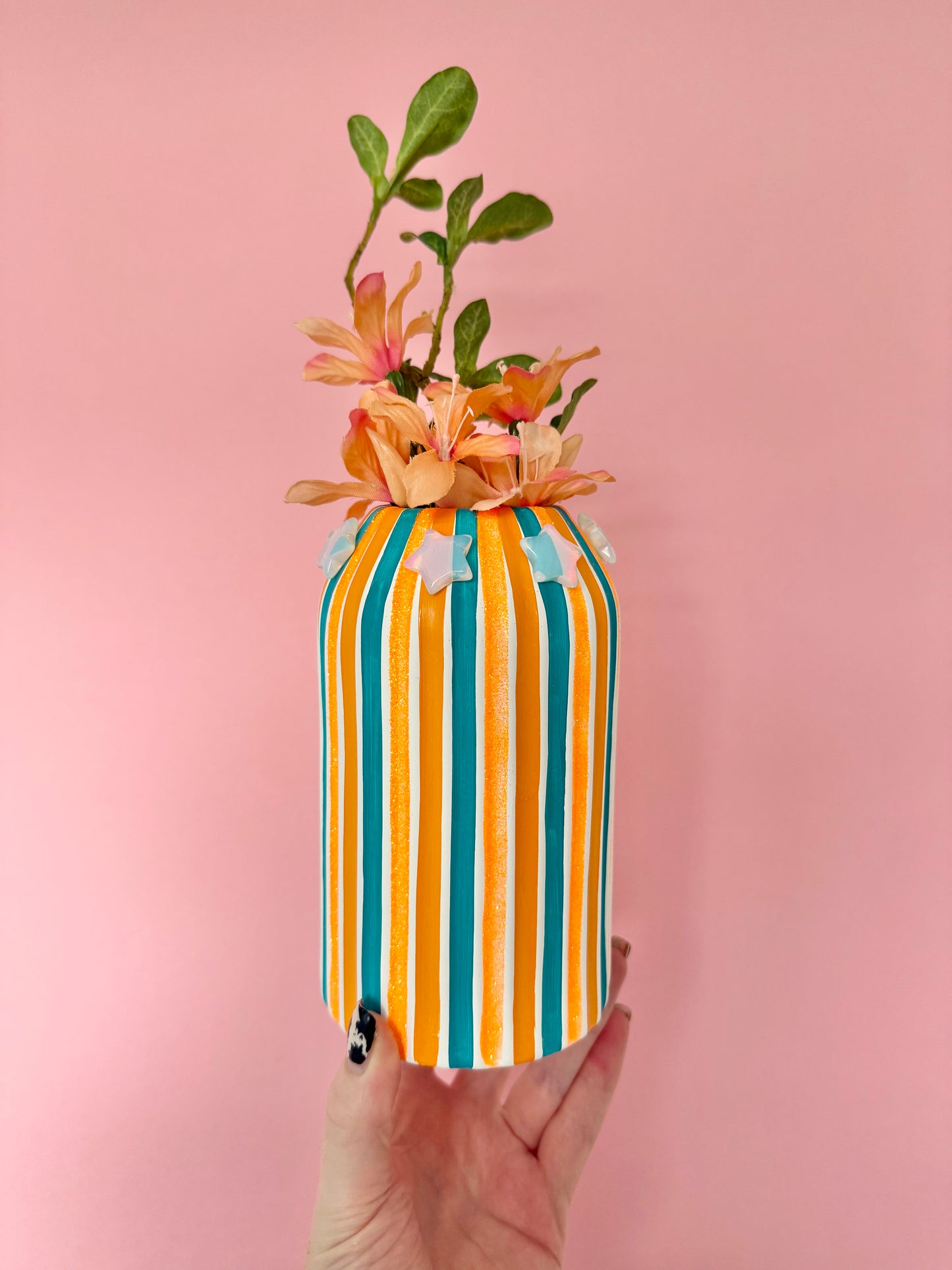 “Showgirl” with Opalite Stars Ceramic Vase