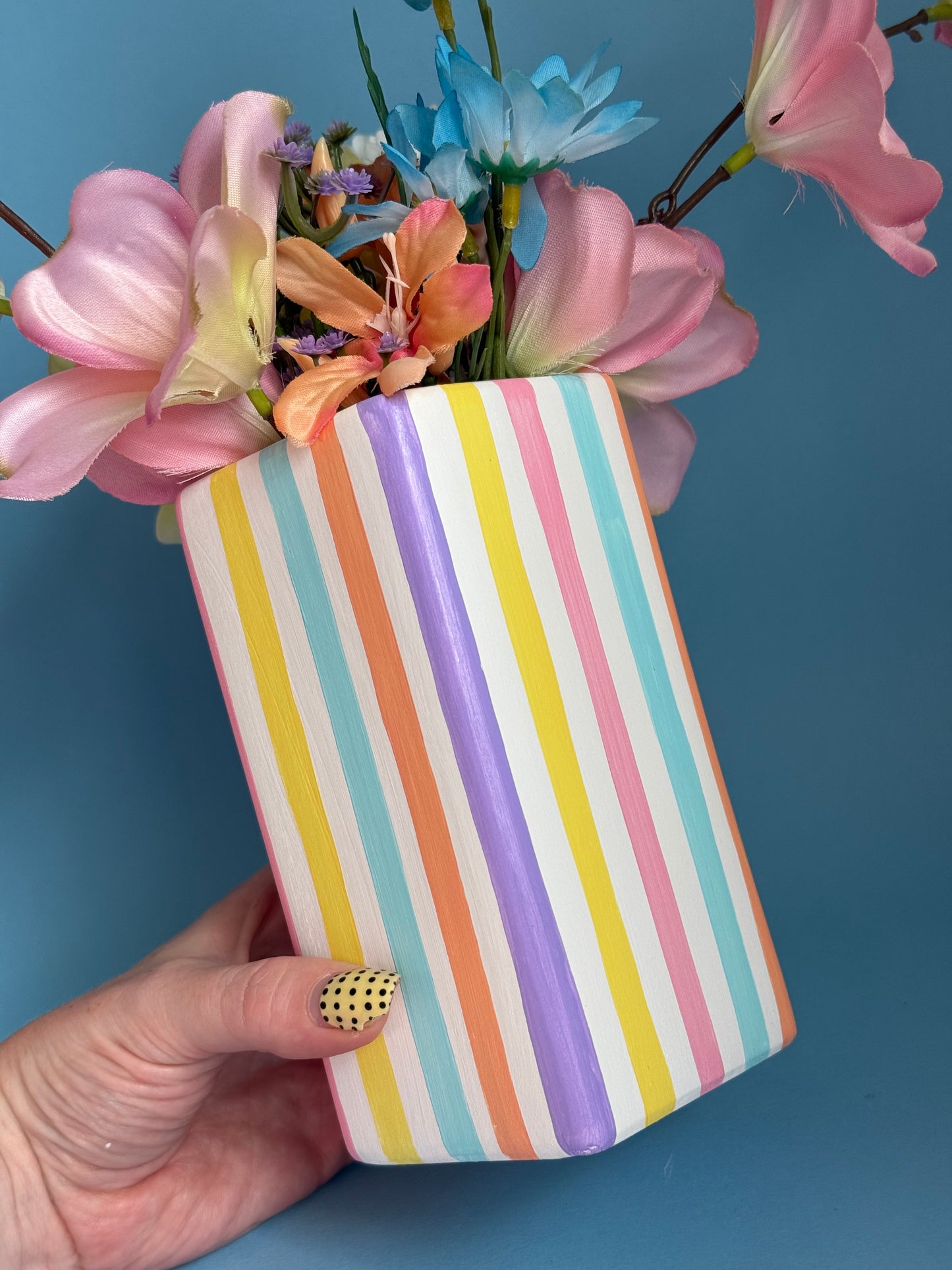 Ice Cream Beach Hut Stripe Ceramic Vase