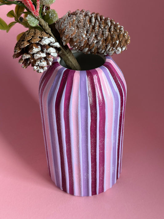 Sugar Plum Fairy Stripe Ceramic Vase