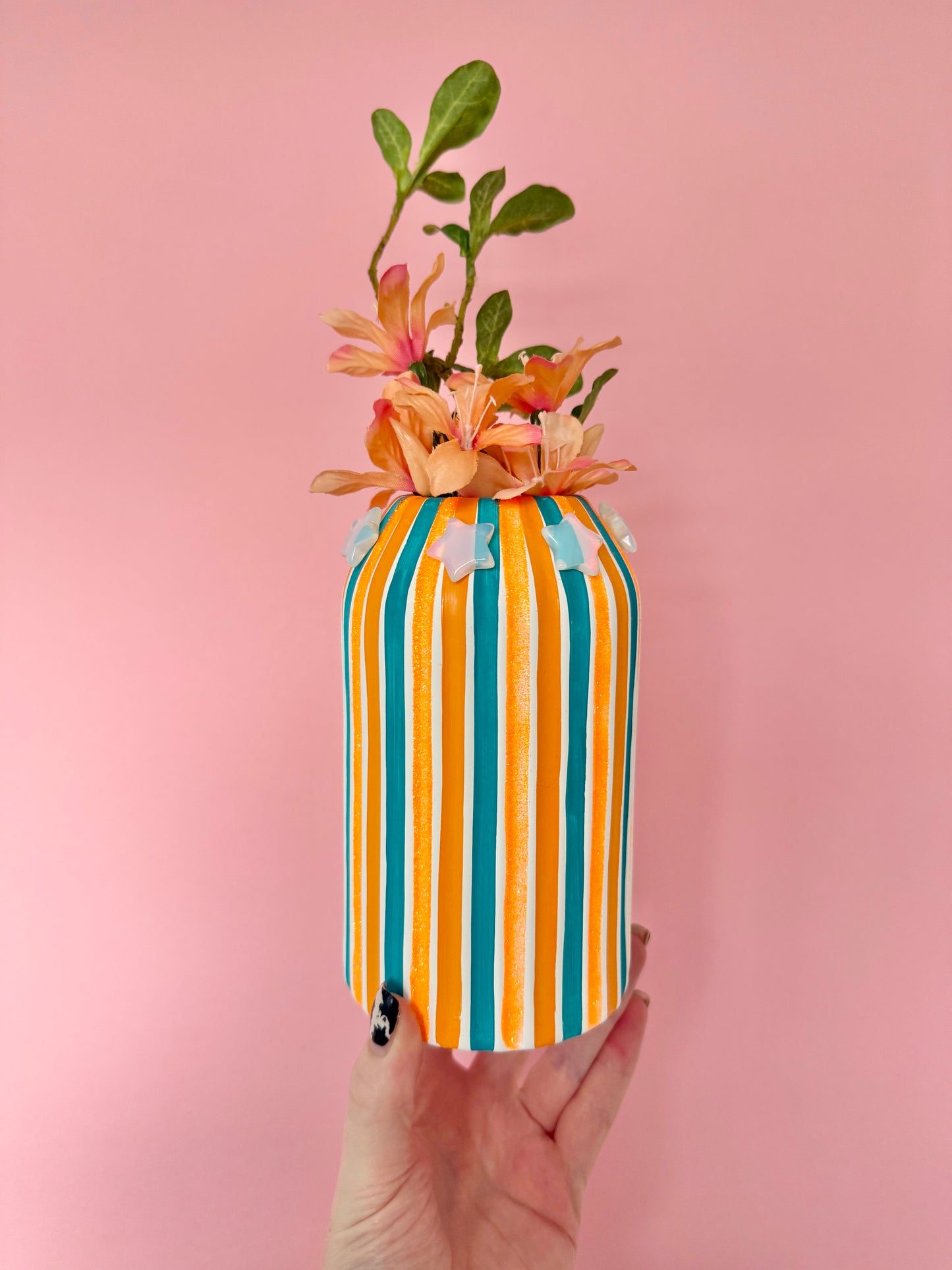 “Showgirl” with Opalite Stars Ceramic Vase