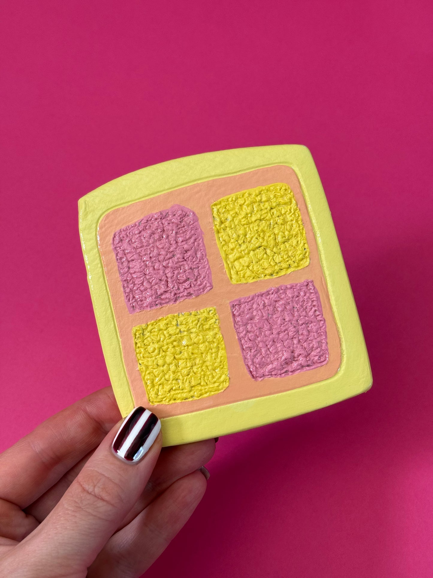 MADE TO ORDER Battenberg Coaster Clay Handmade