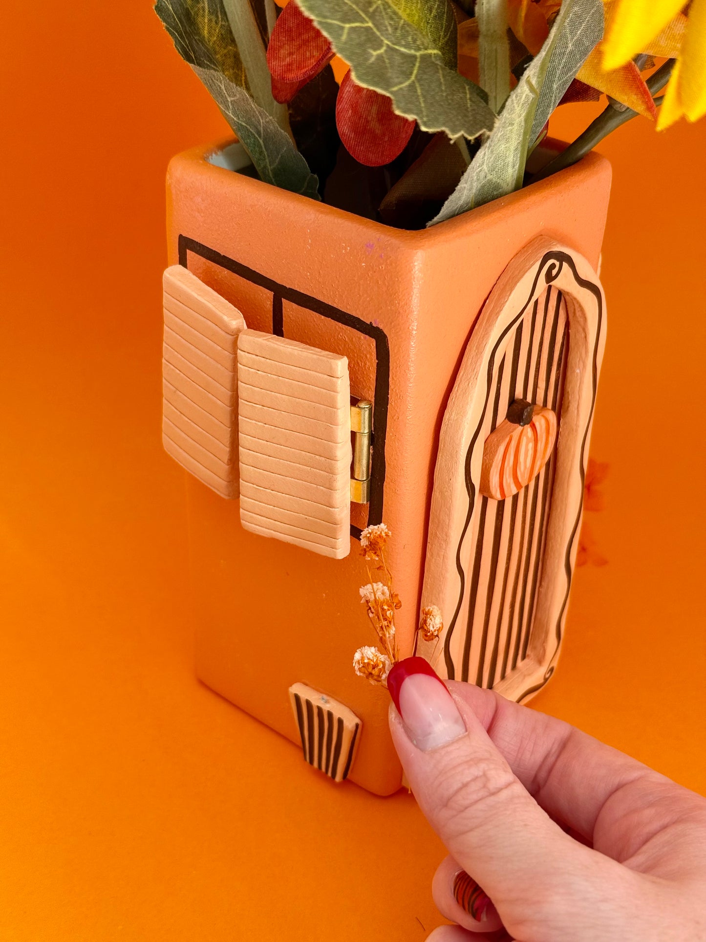Pumpkin House Ceramic Vase
