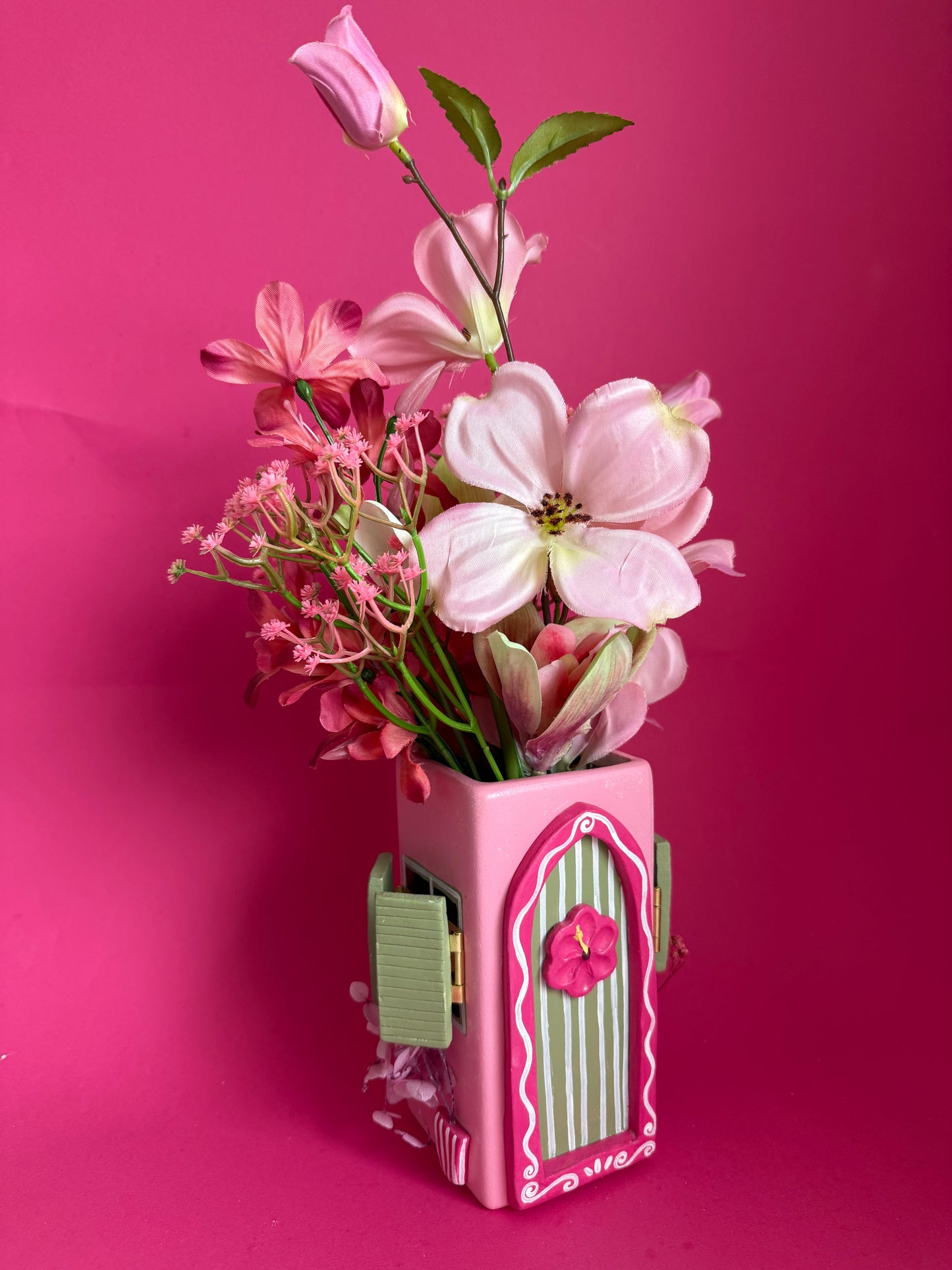 Hibiscus House Interactive Ceramic Vase Handmade
