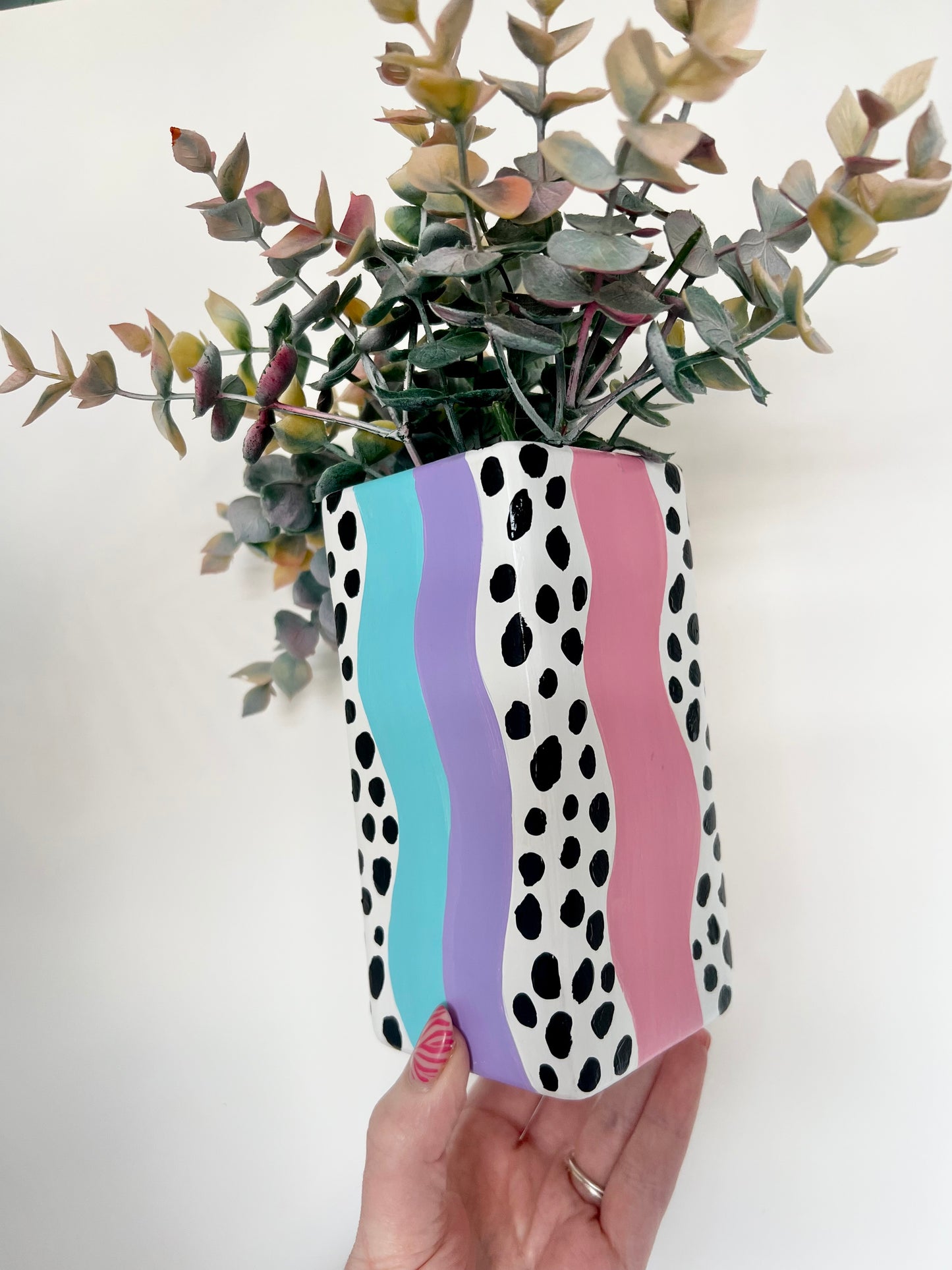 Rainbow Dalmation Wavy Vase