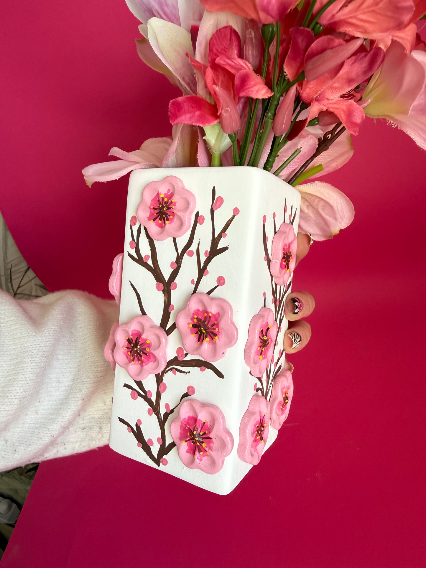 Cherry Blossom Ceramic Vase
