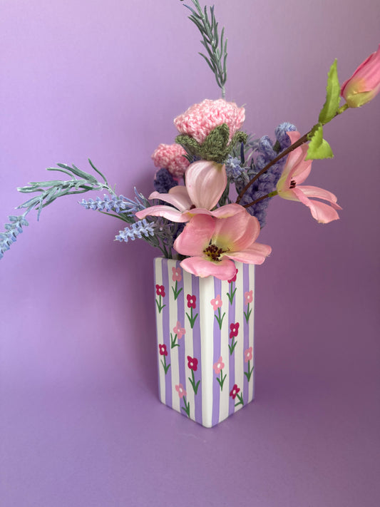 Lilac Ditsy Flower Ceramic Vase