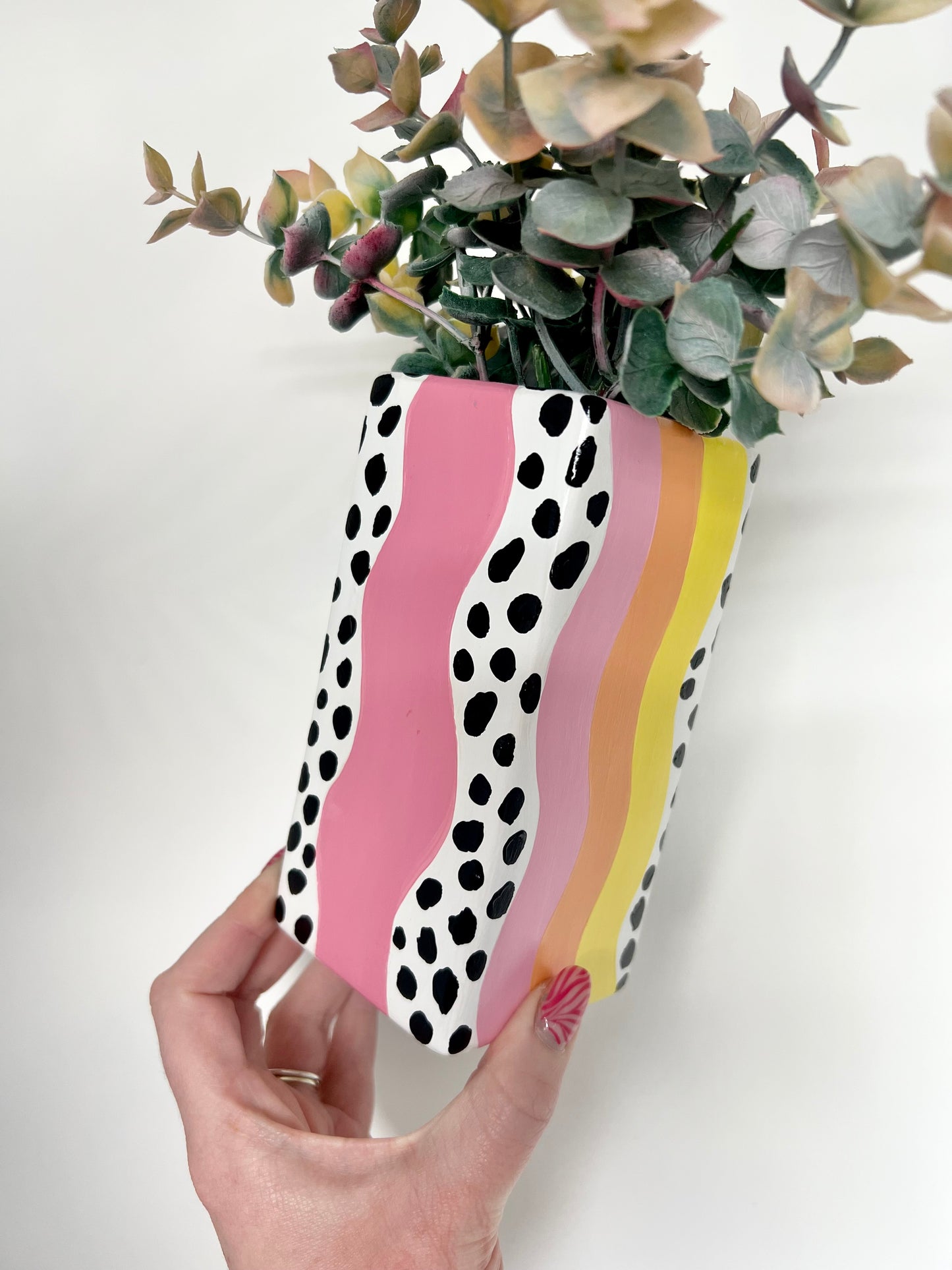 Rainbow Dalmation Wavy Vase